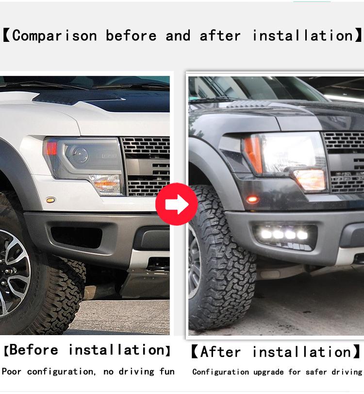 Светодиодные дневные ходовые огни DRL для Ford Raptor SVT F150 2009 2010 2011 2012 2013 — фото 9