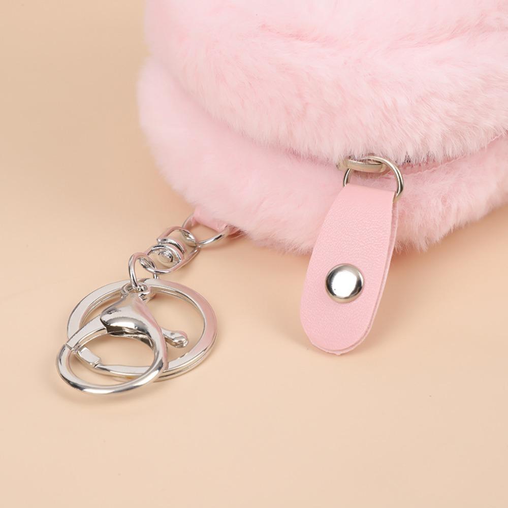 Plush Cute Zipper Wallet Keyring Zipper Mini Plush Coin Bag Mini Plush Schoolbag Coin Purse  Girls