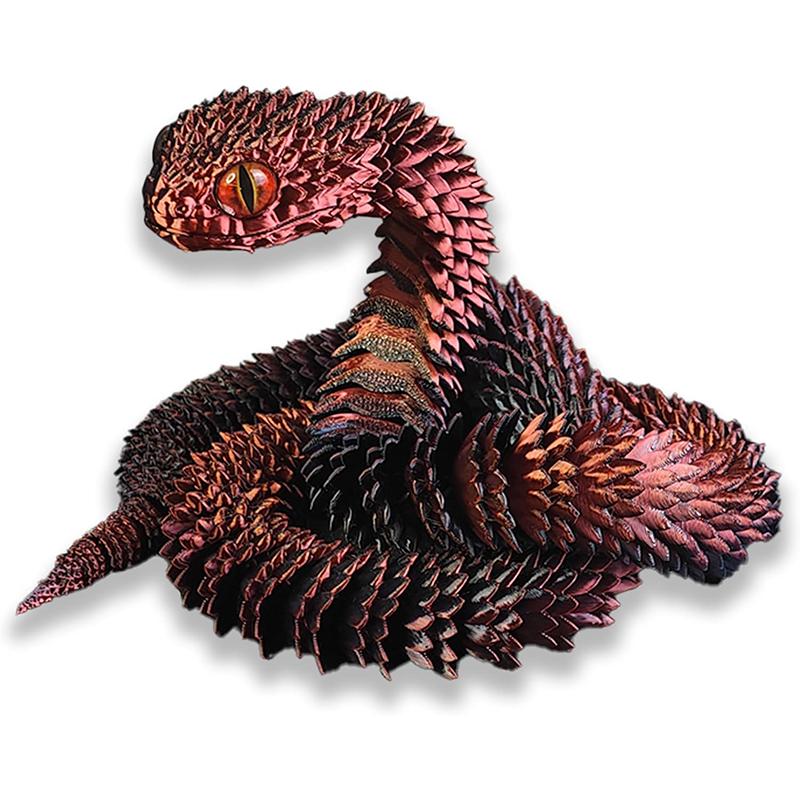 3D Printed Articulated Snake Figure Toys Flexible Fidget Toy Realistic Slithering Design Model Ornaments Creative Funny Gift