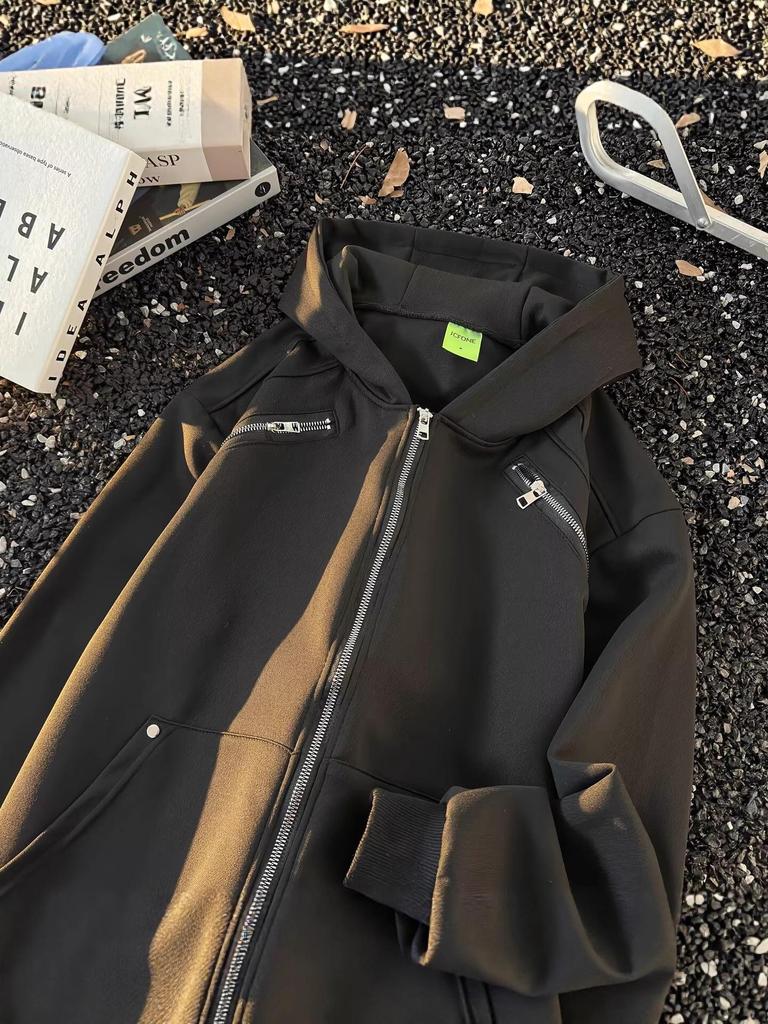 Men's 2025 Retro Patchwork Hooded Sweatshirt, Early Autumn Raglan Sleeve American Hoodie, Loose Long Sleeve Cardigan Jacket