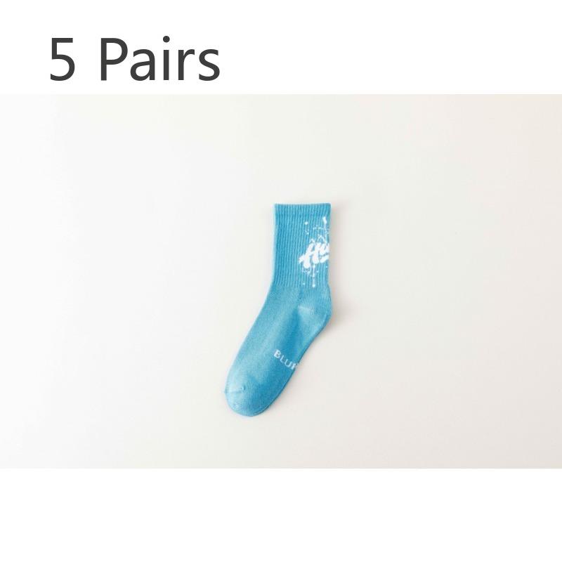 

5 пар мужских осенне-зимних хлопковых спортивных баскетбольных носков без пятки 5 Pairs небесно-голубой