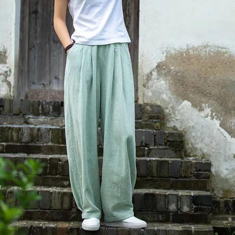 Cotton and Linen Lantern Pants Artistic Loose and Versatile Casual Long Pants Practicing Tai Chi Pants Women’s Trousers