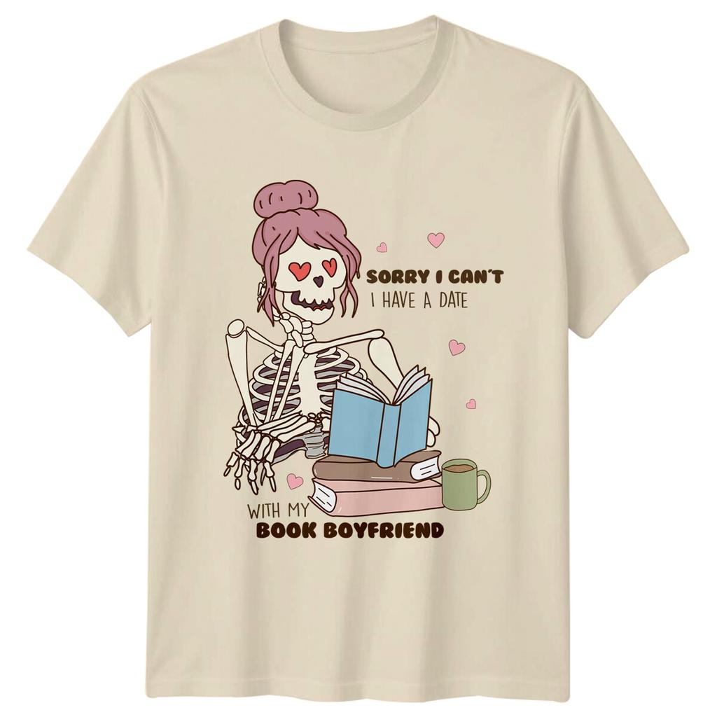 Book Boyfriend Date TShirt Skeleton Reading Book Lover TShirt