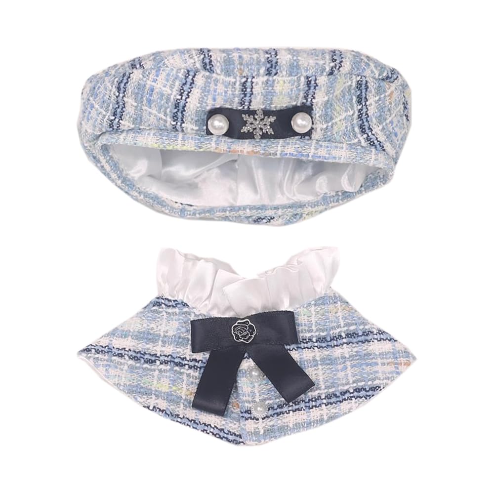 niannyyhouse 10cm, 15cm, 20cm Plush Clothes Set with Poncho, Hat, and Shawl for Cotton Doll Dress-Up (Blue, 20cm)