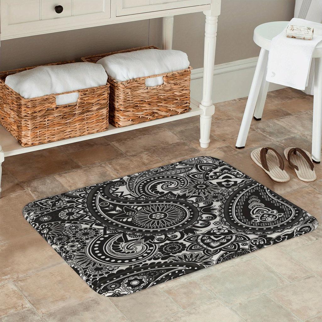 1PC Paisley motif Pattern Kitchen Rug Non-Slip Door Mat Pop design Bathroom Rug Bath Mat Carpet for Home Sink Laundry Decor