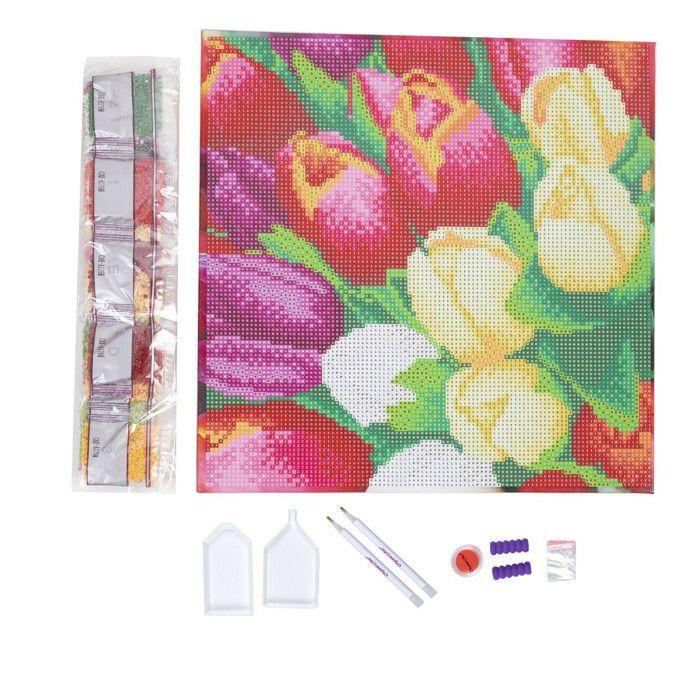 DIY Crystal Art Kit - CRYSTAL ART - Tulip Painting - 30 X 30 Cm - Wall Decoration - Rhinestones