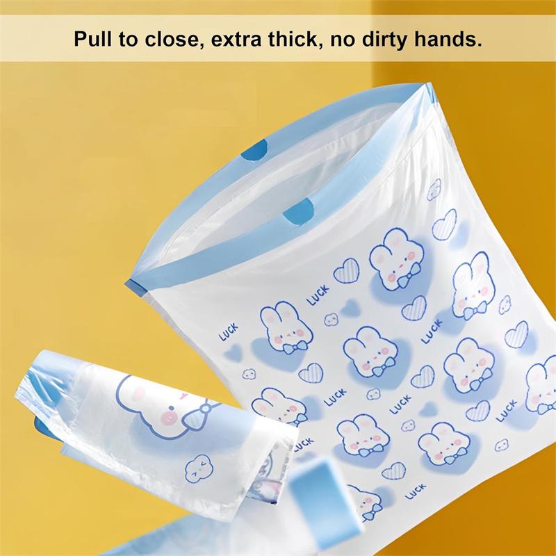 Çöp Torbaları İpli 100'lü Paket Küçük Çöp Torbaları Çizgi Film Tavşan Desenli Kalınlaştırılmış İpli Torbalar Banyo Çöp Torbaları