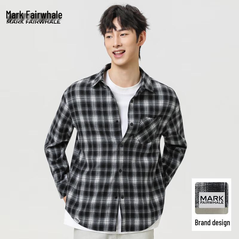 Mark Fairwhale Мужская американская ретро фланелевая клетчатая рубашка с длинным рукавом L