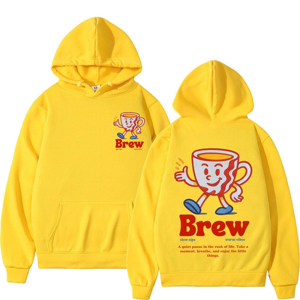 Brew Coffee Lover Fashion Graphics Hoodie Man Woman Vintage Pullover Long Sleeves Casual Oversized Sweatshirt