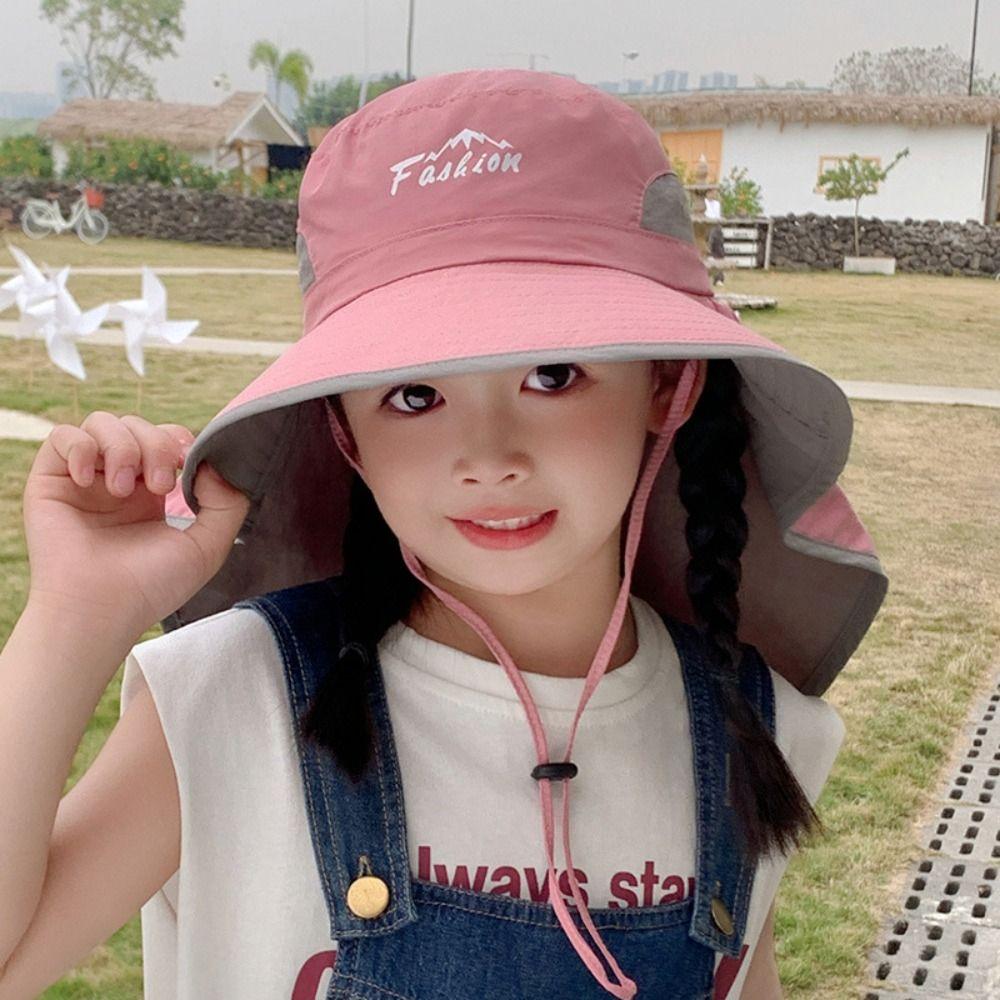 

Big Brim Kids Sunscreen Hat Shawl Children Beach Cap Breathable Baby Fisherman Hat Traveling хакі