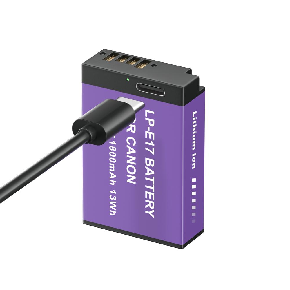 PALO Nová baterie LP-E17 LPE17 LP E17 Typ C nabíjení 1800 mAh pro Canon EOS RP 200 250D M3 M5 M6 750D 760D T6i T6s 800D 8000D 77D Kiss X8i