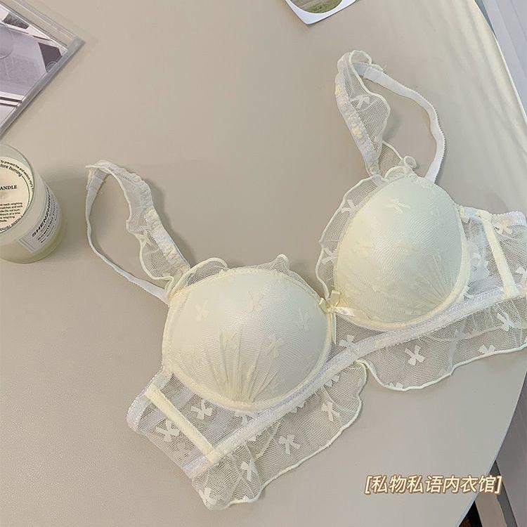 Fragrant love butterfly, underwear women's small breasts thin sexy gathering no steel ring anti-sagging girl lace bra cover