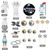 22 Stycken Astronaut Rymd Tårtdekorationer Yttre Rymden Astronaut Figurer Planet Raket Satellit Pärlbollar och Stjärnor Barn Rymd
