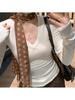 Women's Slim Fit V-Neck Long Sleeve Base Layer Top for Autumn/Winter 2025