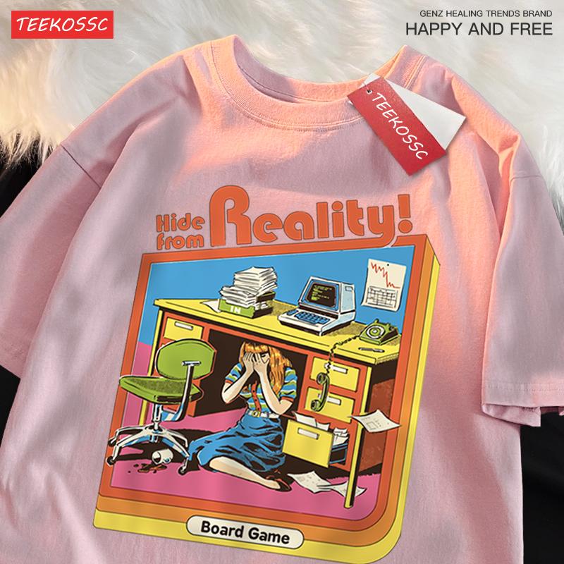 Hide From Reality Board Game Printing T Shirts Men Women Fashion Loose Cotton Tee Soft Summer Casual Oversized Tshirt Couple
