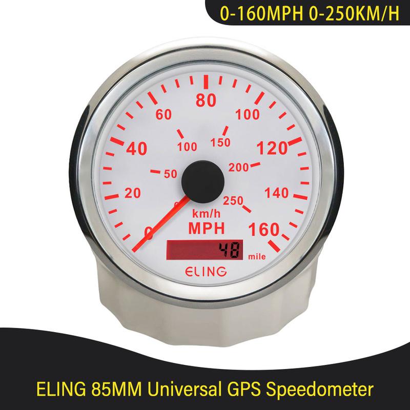 ELING Waterproof 85MM GPS Speedometer 0-40MPH 0-80MPH 0-160MPH Total Mileage Adjustable with Backlight 12V 24V for Truck Yachts