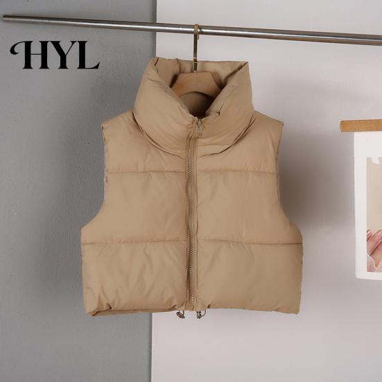 Cotton Waistcoat Winter Women Vest Coat Stand Collar Neck Protection Thickened Padded Zipper Closure Cold Weather Cardigan Sleeveless Solid