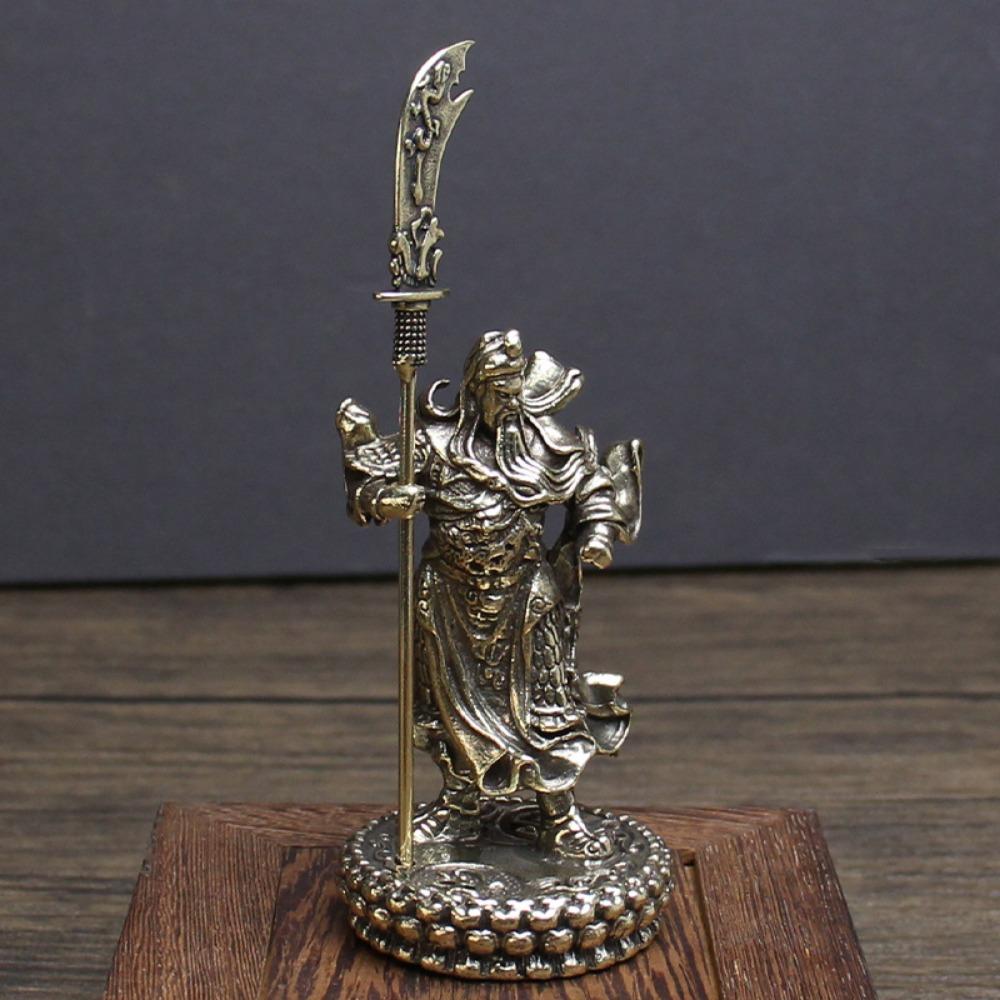 Messing Vertikales Schwert Guan Gong Ornament Kunsthandwerk Wohnzimmer Geschäft Kupfer Gott des Reichtums Guan Gong Statue Gewidmete Statue Tang Teng Bronze