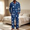 Men's Christmas Pajama Set with Button Down Shirt and Straight Leg Pants, Casual Print Sleepwear Two Piece Outfit, Festive Holiday Loungewear
