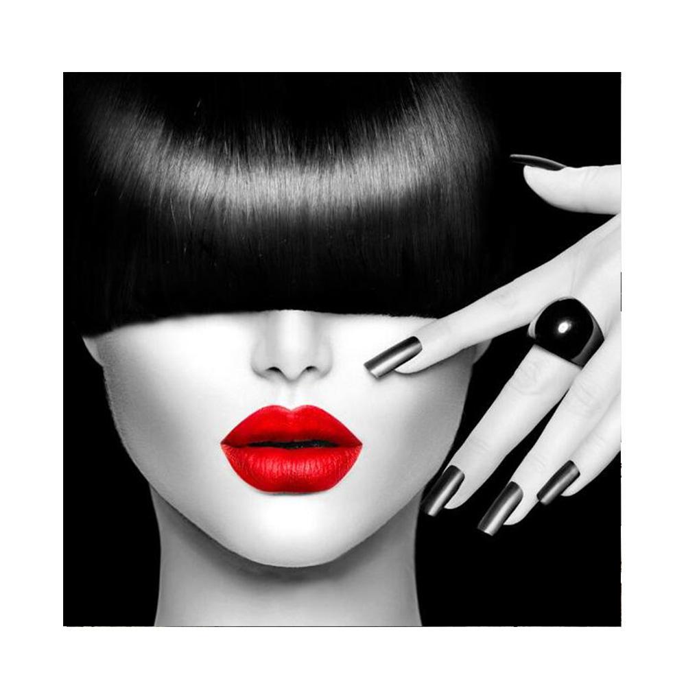 

Модный декор для салона красоты для девочек, холст, живопись, маникюрные постеры и принты, настенные художественные фотографии для гостиной, красные губы, Cuadro 50X50CM No Frame
