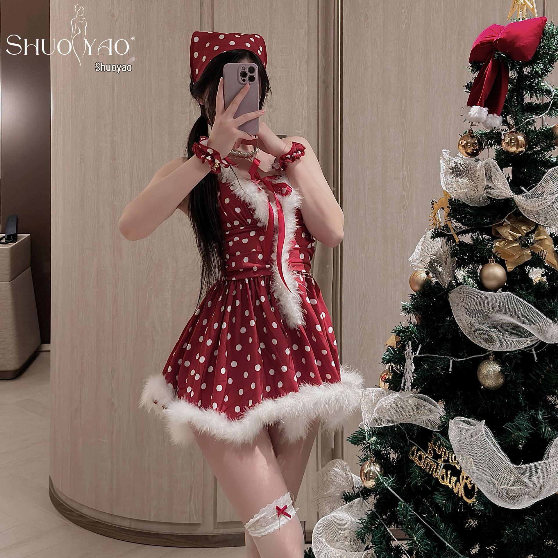 

Shuo Yao Christmas Polka Dot Halterneck Puffy Skirt Bunny Girl Dress 020 One Size (Discreet Shipping)