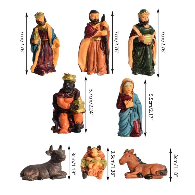 Nativity Scene Figures Resin Statue Holy Family Crafts Artwork Religious for TV Shelf Fireplaces Christmas Decoration