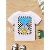 Summer Fashion Boys' Short-Sleeve T-Shirt with Checkerboard Element and Letter Double-Sided Print Casual