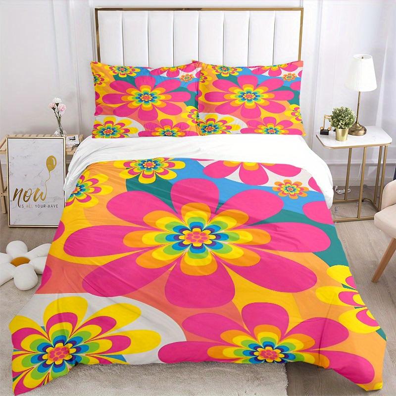 3-teiliges Bettwäsche-Set mit Blumenmuster, Atmungsaktiv und Weich, Geeignet für alle Jahreszeiten, Ideal für den Heimgebrauch, Geeignet für Schlafzimmerdekoration 21117