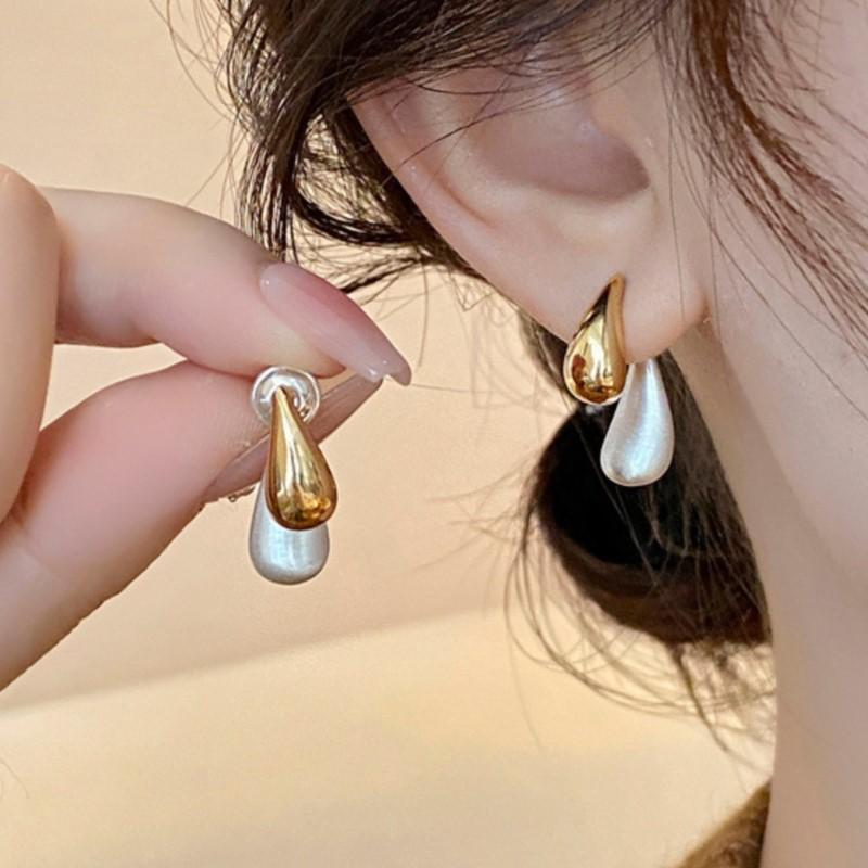 Frech 14K Gold Plated Stud Earrings for Women Vintage Teardrop Earring Jewelry Gifts