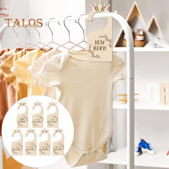 7/8 Pcs Baby Wardrobe Dividers Closet Wooden Baby Garment Size Markers Newborn To Toddler Baby Clothes Size Dividers for Daily Baby Clothes