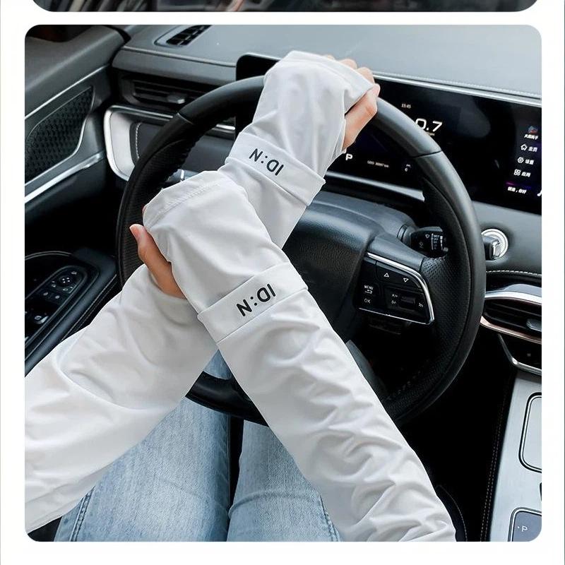1 Pair Unisex Cooling Ice Sleeves Quick Dry Uv Protection Summer Outdoor Driving Cycling Arm Gloves