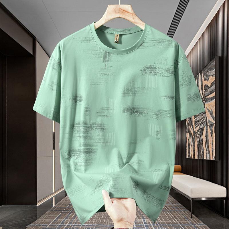Summer Short-sleeved T-shirt Men's Loose Fat Men's Enlarged Round Neck Short-sleeved