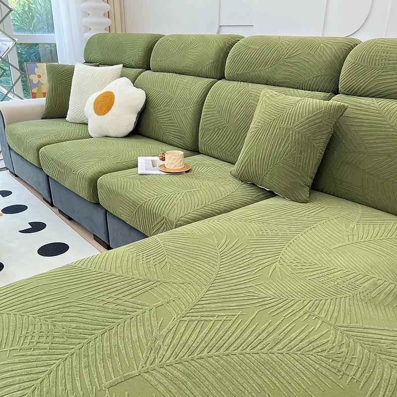 Waterproof Jacquard Sofa Seat Covers Stretch Plain Sofa Covers For Living Room Chaise Sofa Slipcover Removable Protector Pets