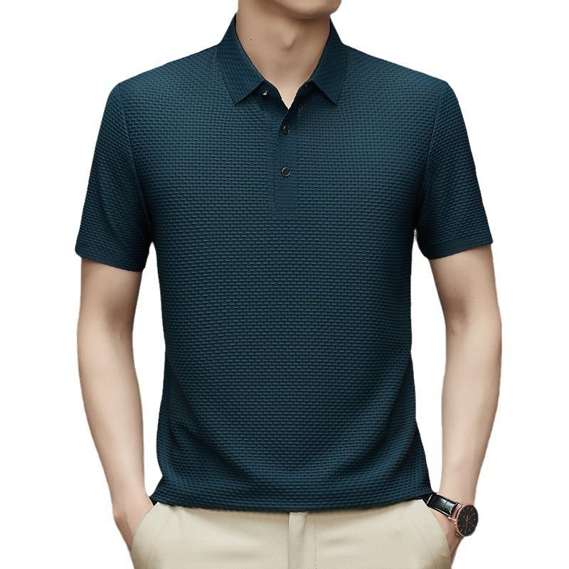 Men's Ice Silk Mesh Polo Shirt - Short-Sleeved, Lightweight, Summer Top with Shirt Collar