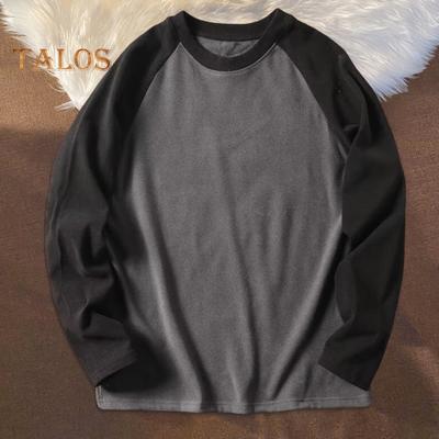 Men Patchwork Sweatshirt Oversized Pullovers Round Neck Classic Autumn Winter Soft Warm Loose Casual Top Streetwear