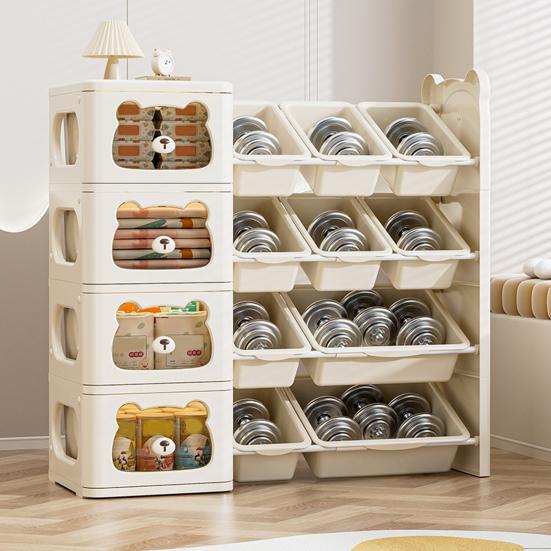 Toy Storage Organizer Toy Storage Boxes with Multi-Box Shelf Nursery Storage Bins And Bookshelf with Hook for Kids Bedroom Playroom