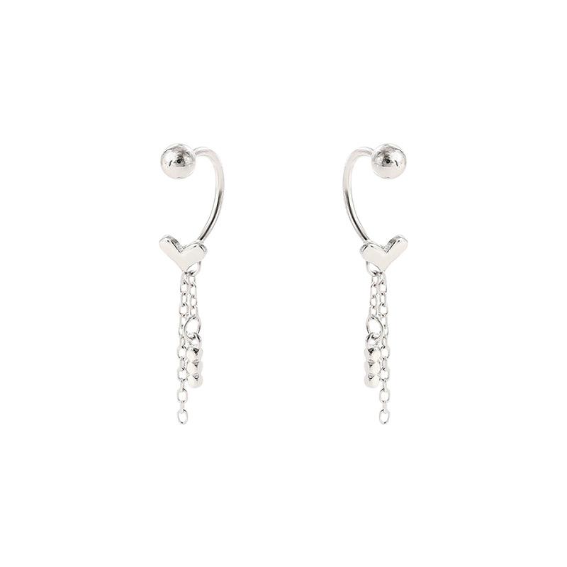 

ANENJERY Серьги-гвоздики с цепочкой в ​​форме сердца для женщин, модный дизайн, серьги-гвоздики, индивидуальные ювелирные изделия, фестивальный подарок