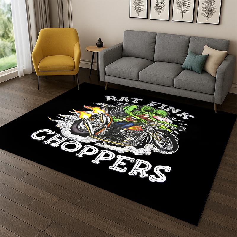 Rat Fink Cartoon Raceauto Moto Bord Tapijt Vloerkleed voor Slaapkamer Woonkamer Bank Deurmat Huisdecoratie, Kinder Spelruimte Tapijt Antislip