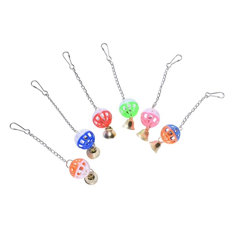 Bird Parrot Toy Colorful Swing Ball Toys with Bell Hanging Toy Cage Decorative Accessories for Small Medium Birds