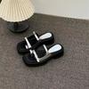 2025 summer new slippers muffin Internet celebrity set toe muffin bottom Roman word cool slippers thick-soled Korean sandals