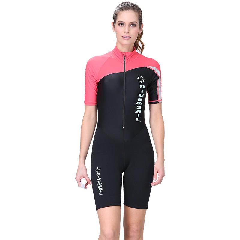 

Factory One-piece Diving Suit Women s Short-sleeved Shorts 1.5MM Sunscreen Snorkeling Surfing Wet Thermal Swimsuit Men L
