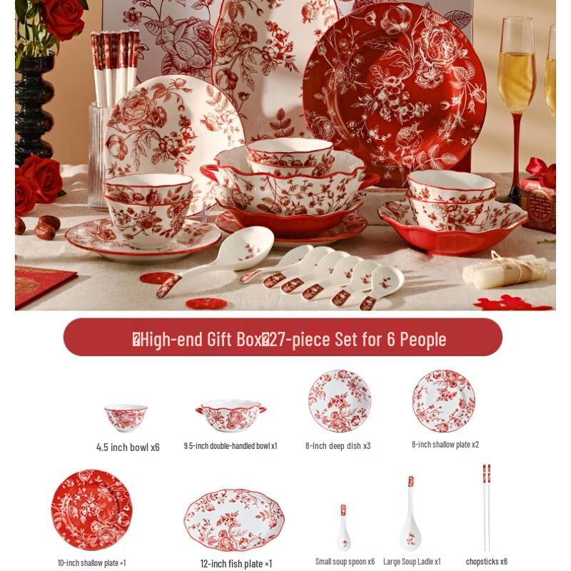 Set di Piatti in Ceramica Rose Holiday di Naijiang