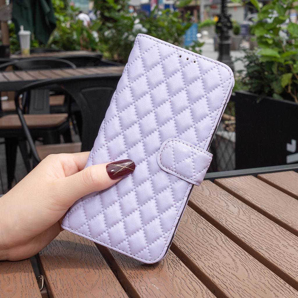 Suitable for IPhone15 mobile phone leather case 16Pro rhombus pattern Xiaoxiangfeng card wallet protective case 16E