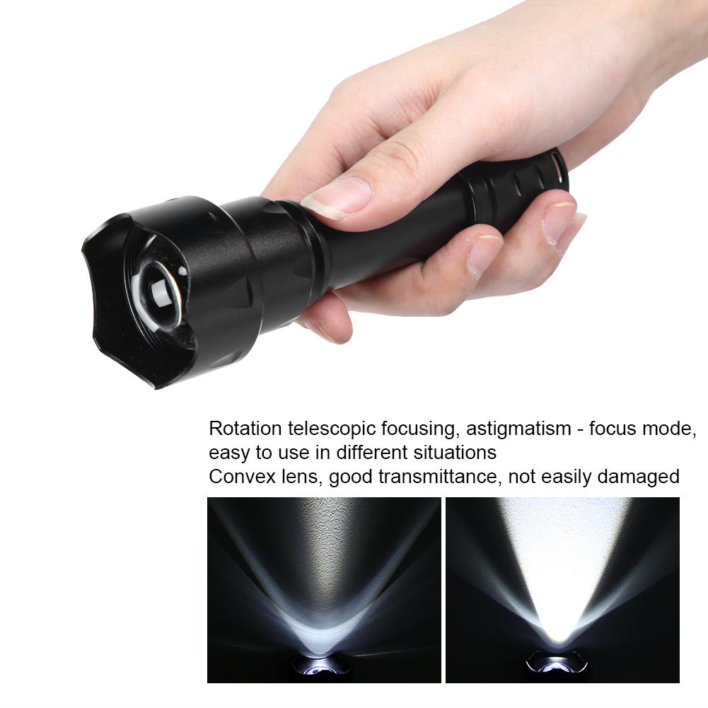Outdoor XML T62 LED Flashlight Convex Lens Variable Focus Torch for Cycling Camping Emergency(black