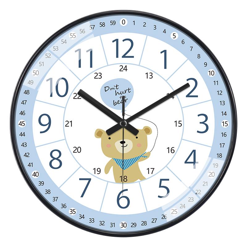 Time Teaching Wall Clock, 14 Inch Early Education Silent Clock with Large Colorful Numbers, Learning Clock for Kids Bedroom