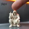 Crouching Devil God Figure Hooded Figurine, Decorative Ornament with Skull Mask & Muscle Lines, Hip Rock Metal Sculpture Hop Gothic Rocker Statue for