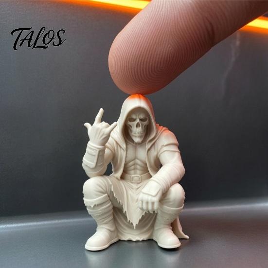 Crouching Devil God Figure Hooded Figurine, Decorative Ornament with Skull Mask & Muscle Lines, Hip Rock Metal Sculpture Hop Gothic Rocker Statue for