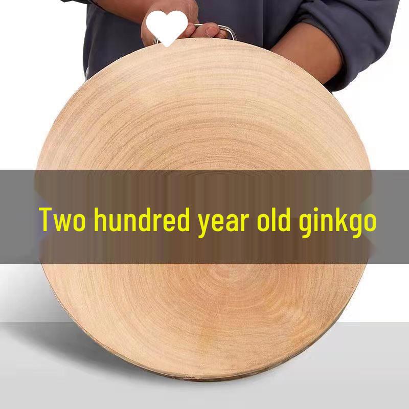 Ginkgo Tree Thick Solid Wood Anti-Crack Round Cutting Board for Home & Commercial Use Diameter 38cm (Thickness 4.5cm)