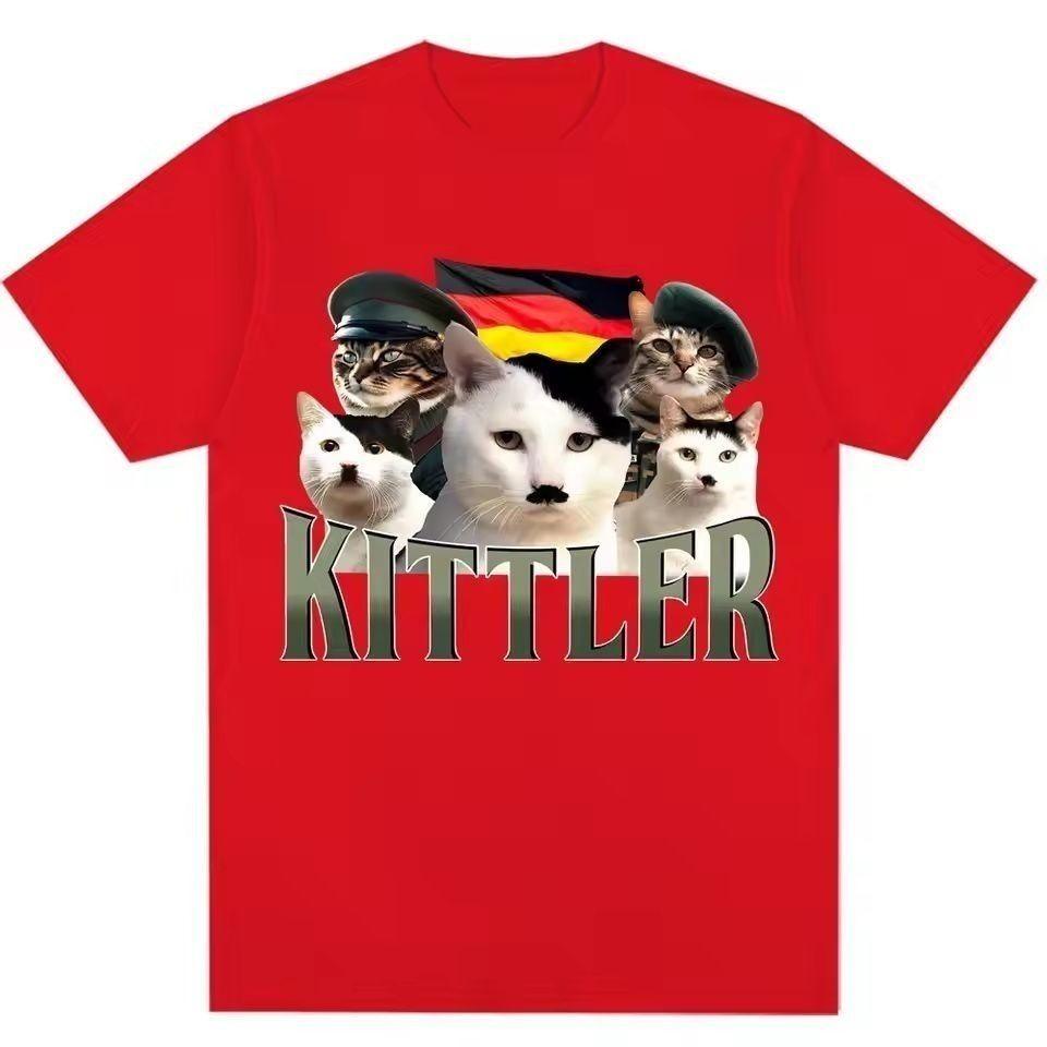Le T-shirt Mème Chat Kittler Drôle Est Un Sous-vêtement Mignon, Tendance, Respirant, Superposé et Abstrait Pour Hommes et Femmes