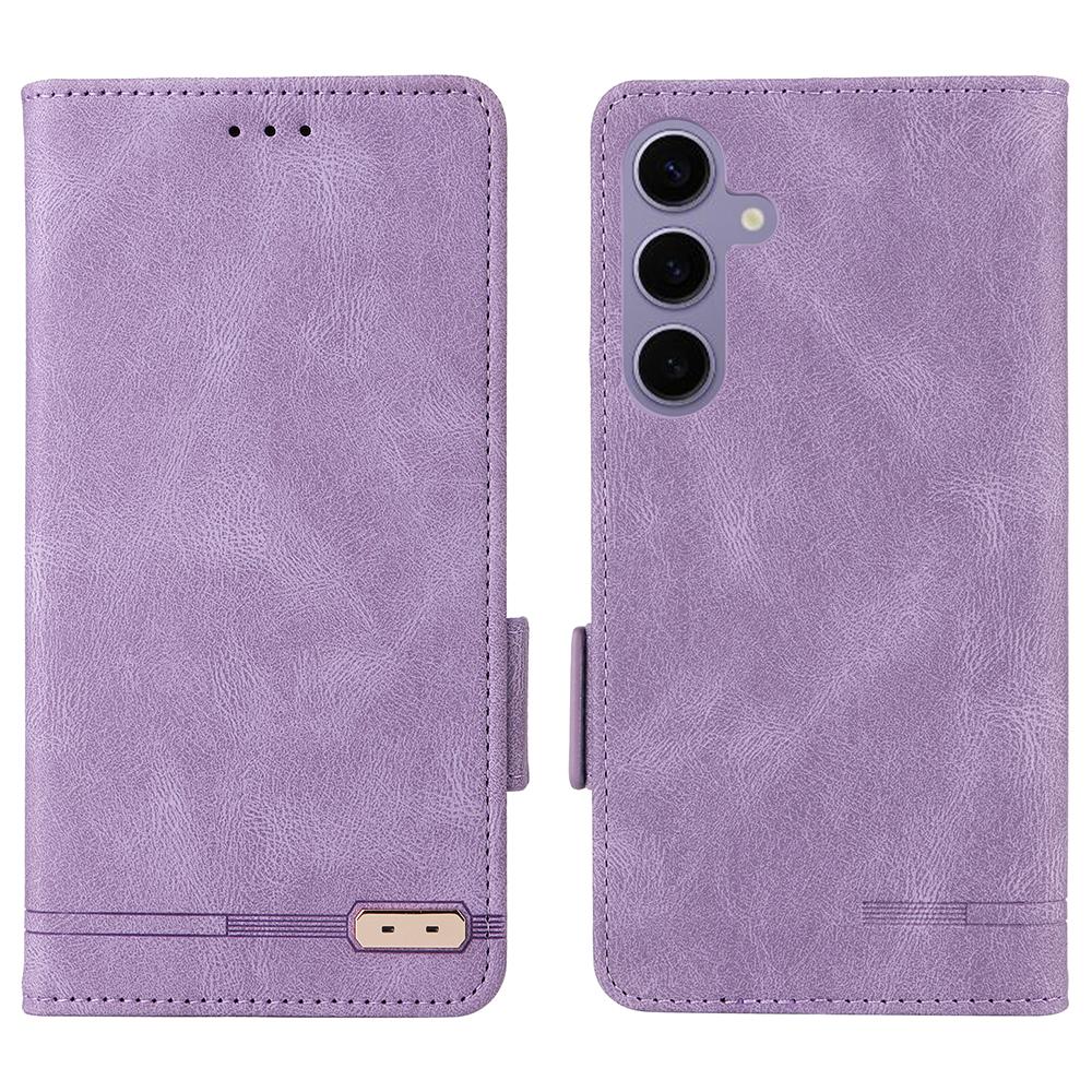 For Samsung Galaxy S25 Case Leather Wallet Flip Phone Cover with Hardware Decor